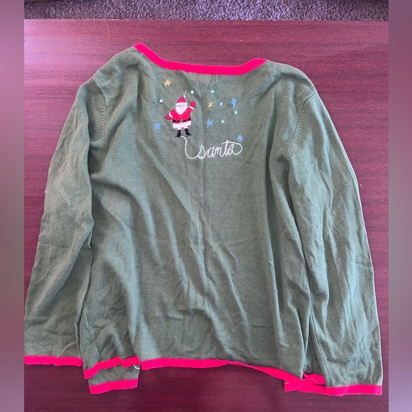 Vintage Christopher & Banks Christmas Sweater XL – Santa Claus Holiday Cardigan - Picture 5 of 6